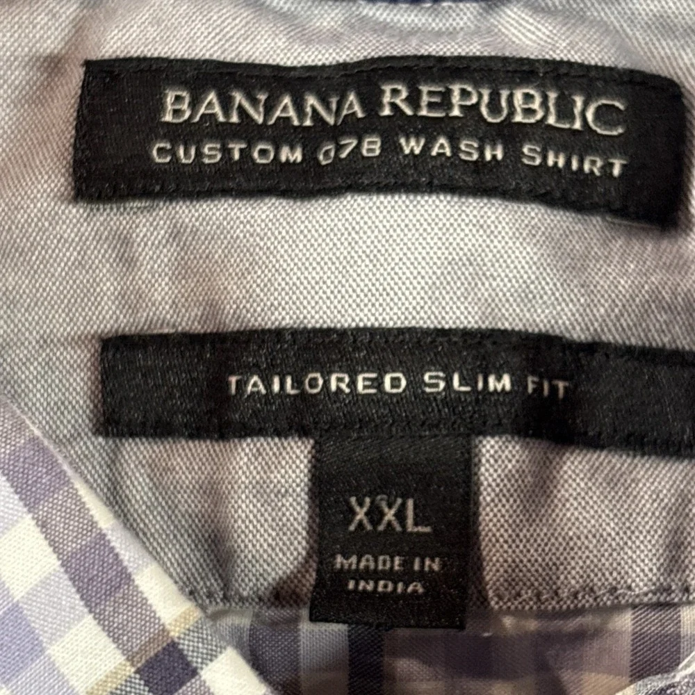 Banana Republic Non Iron Slim Fit Plaid Button Down Shirt Mens 2XL 18-18.5